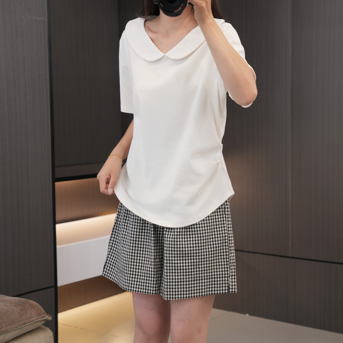 夏季设计感褶皱收腰显瘦减龄短袖