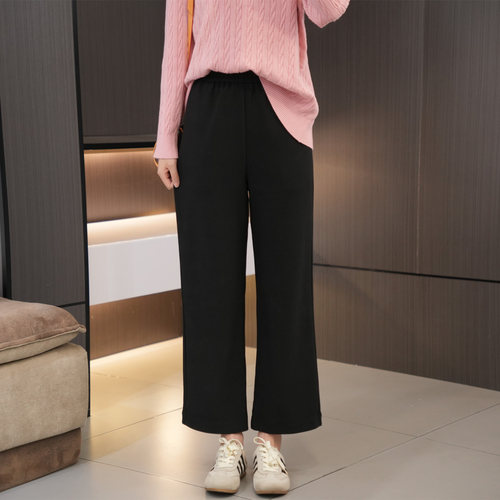 秋季必入高腰显瘦黑色九分直筒裤