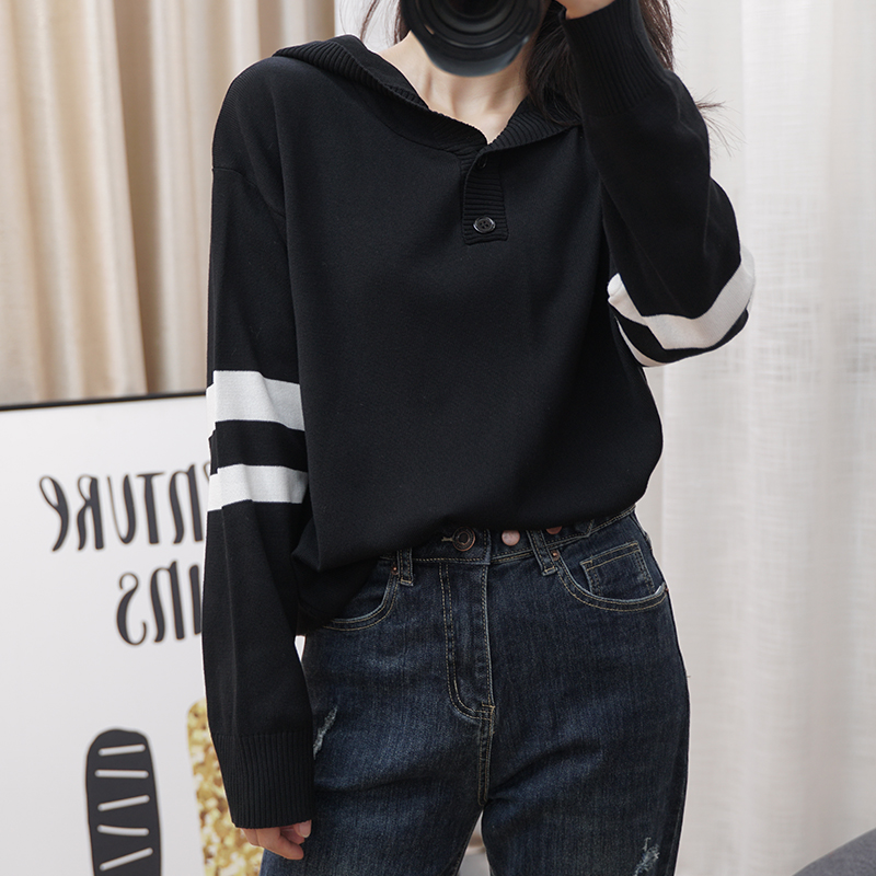 早春必入高弹力显瘦连帽休闲毛衣