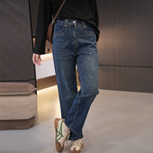 高腰百搭显瘦大码 直筒牛仔裤 春季 2025新款 200斤胖妹妹宽松烟管裤