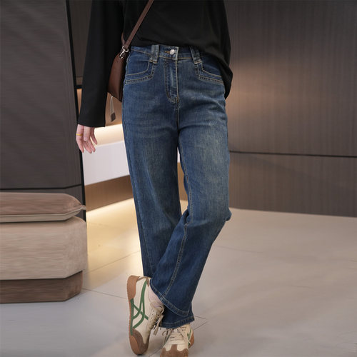 闭眼入显高显瘦大码直筒牛仔裤