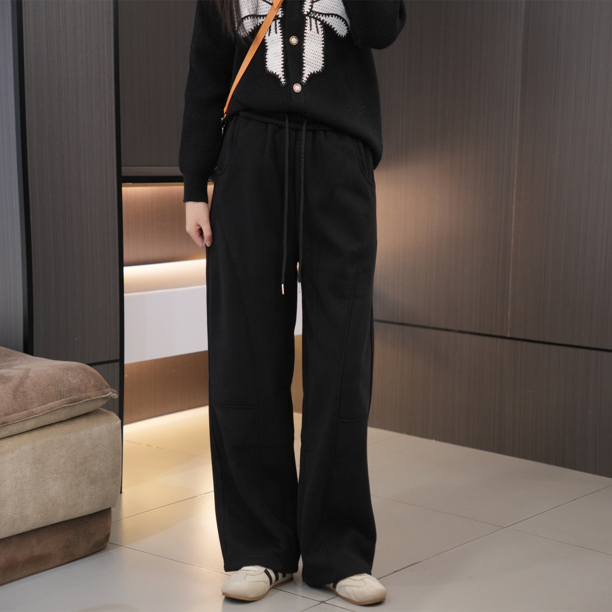 冬季加绒加厚大码松紧腰抽绳休闲裤 200斤胖mm高腰百搭显瘦阔腿裤,女装/女士精品,大码裤装,淘宝优惠券,粉丝福利购,淘宝优惠卷