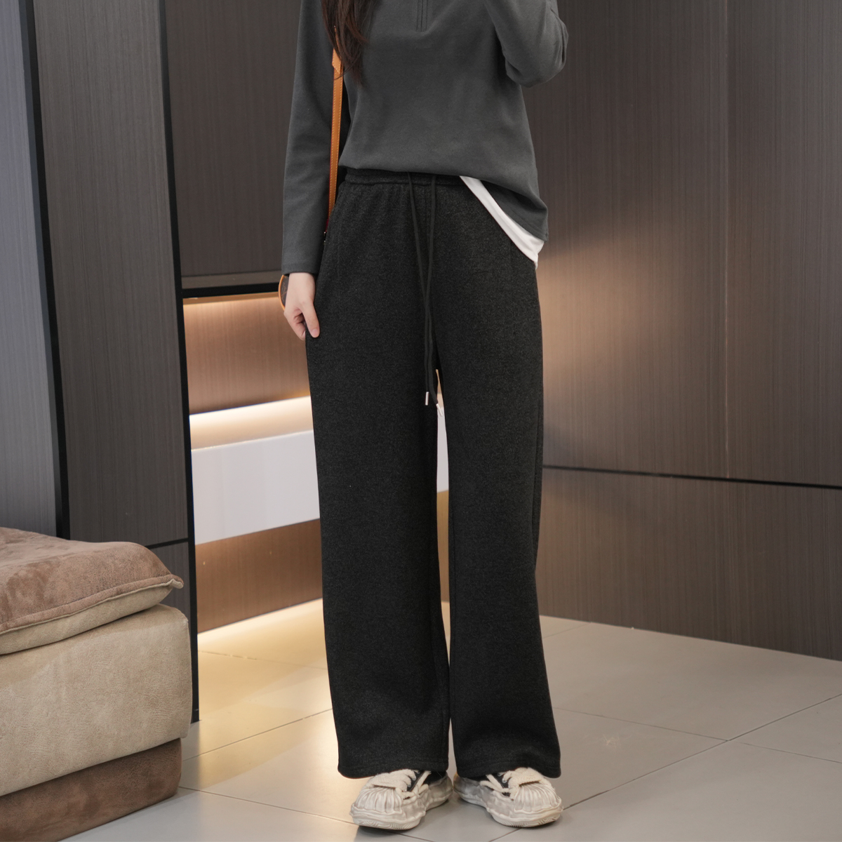 胖妹妹必入高腰显瘦休闲直筒裤