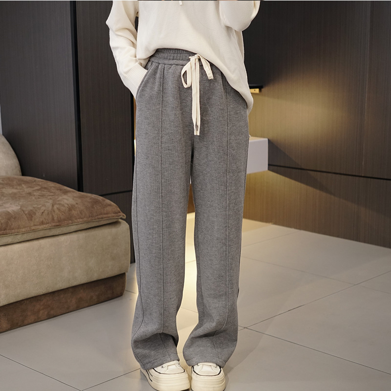 大码女秋冬仿羊绒窄版加绒阔腿裤