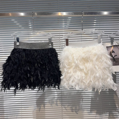 短裙包臀裙名媛A型羽毛毛半身裙