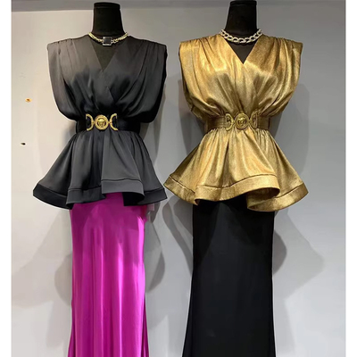 修身设计感小众套头无袖雪纺衬衫