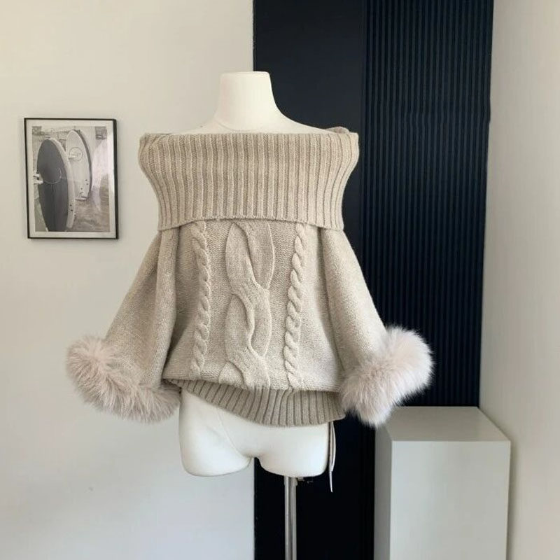 麻花高领长袖针织毛衣女早春慵懒风设计感显瘦宽松堆堆领外搭上衣