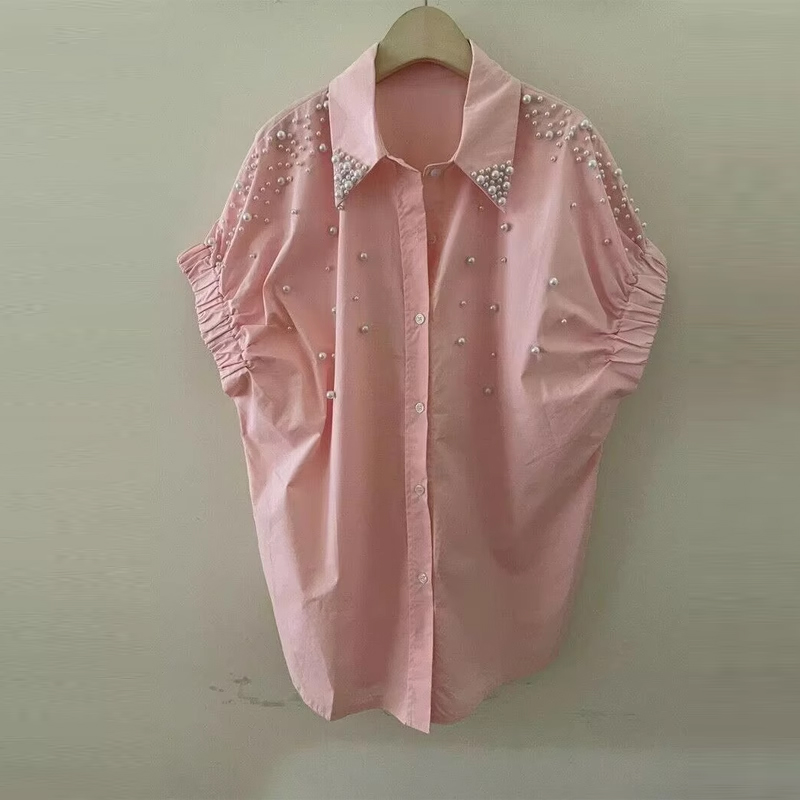 法式短袖衬衫女2025夏韩版宽松