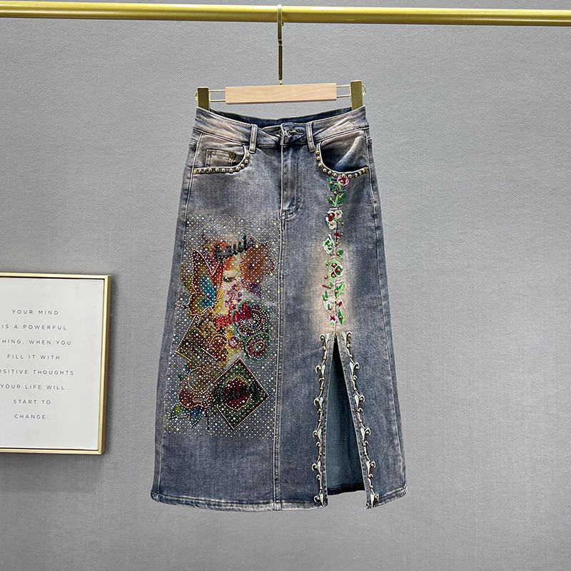 牛仔半身裙牛仔裙中长裙百搭A型