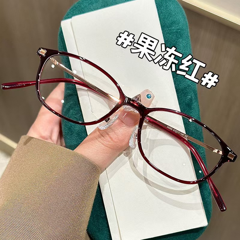 韩系女士时尚茶色素颜小框老花镜女士高级感超轻高清防蓝光护目镜