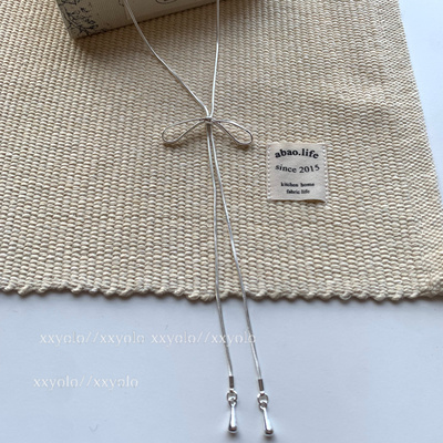 xxyolo/甜美少女心 韩系小众设计感蝴蝶结流苏抽拉调节项链