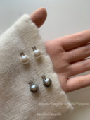 xxyolo 韩系戴妃少女简约气质百搭亮亮施加珍珠925耳环耳夹