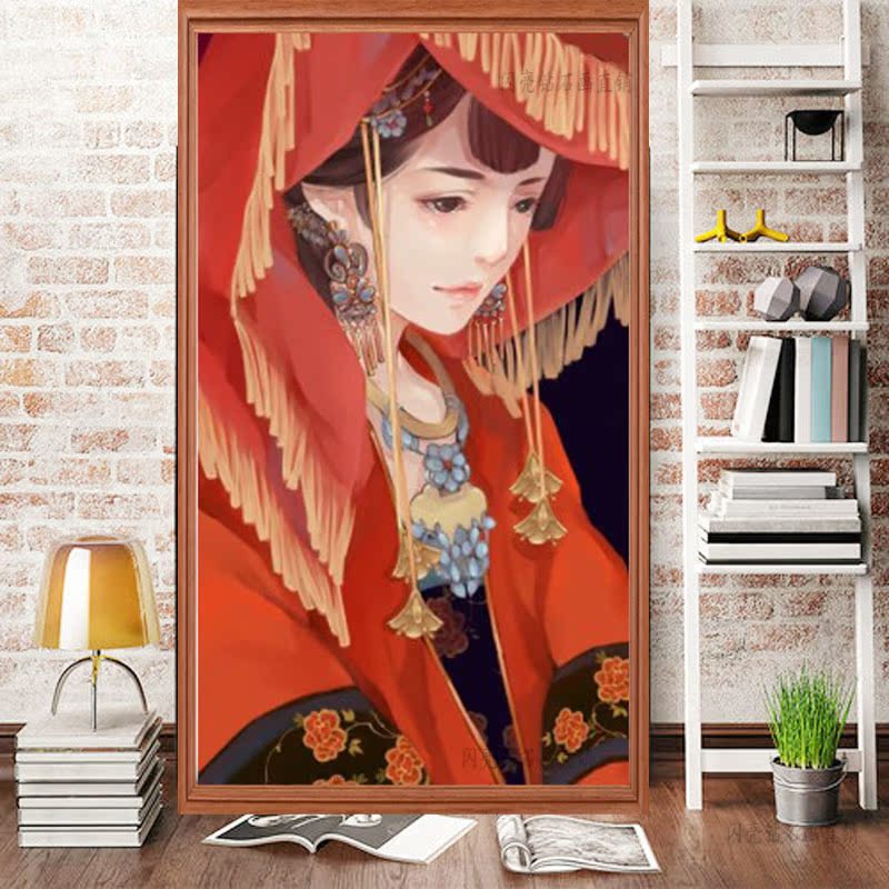 古风嫁衣美女古典满钻石画新款客厅卧室钻石绣粘贴十字绣壁画包邮