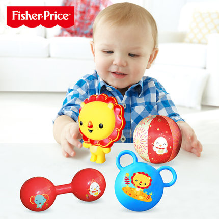 费雪  F0918新生儿大礼包鸡年套装 手抓球皮球捏捏叫玩具礼