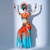 反弹琵琶大漠奇装 敦煌飞天舞蹈服西域风服饰异域风情服装 古装 异服