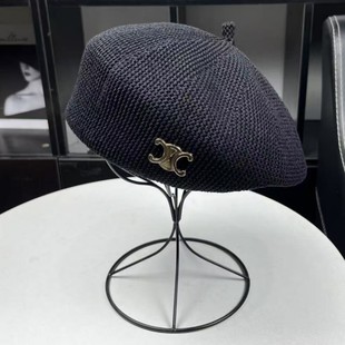 高品质凯旋门白色贝雷帽子女秋冬立体金标2024新款时尚画家帽子潮