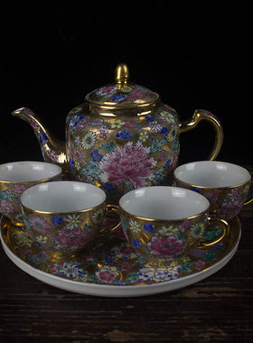 景德镇陶瓷茶具配茶盘手工绘画