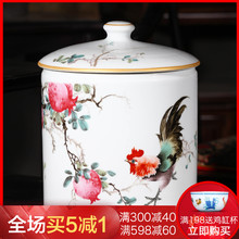 Jingdezhen ceramic tea pot pastel peach figure sealed as cans nine large household with cover 8 store tea cake tea cylinder