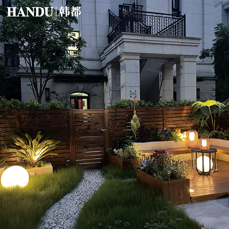 韩都露天阳台布置花园氛围灯