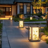 现代新中式 户外别墅太阳能草坪灯室外围墙柱头灯花园庭院灯景观灯