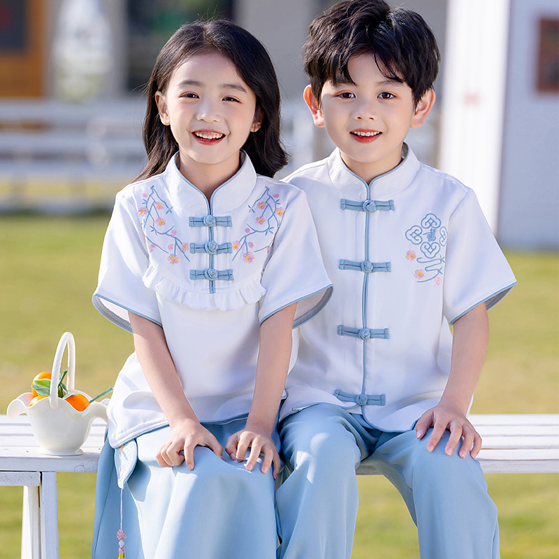 儿童演出服国风男女汉服唐装班服小学生合唱毕业跳舞表演幼儿园服