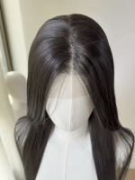 Jiyeon's natural black, brown and black long straight hand-hooked large lace wig is a full-head simulation wig with a traditional cosplay hair base thumbnail 4