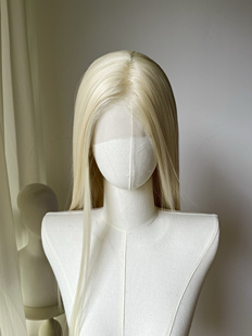 淡金奶金浅金色前额大蕾丝假发白金村重结月假发手钩亚妮cos