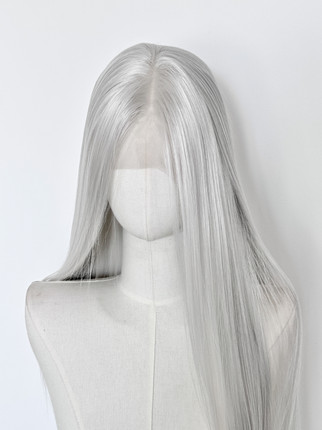 银白色手钩毛胚前额蕾丝假发整顶随意分缝cosplay宁红夜左慈敖光