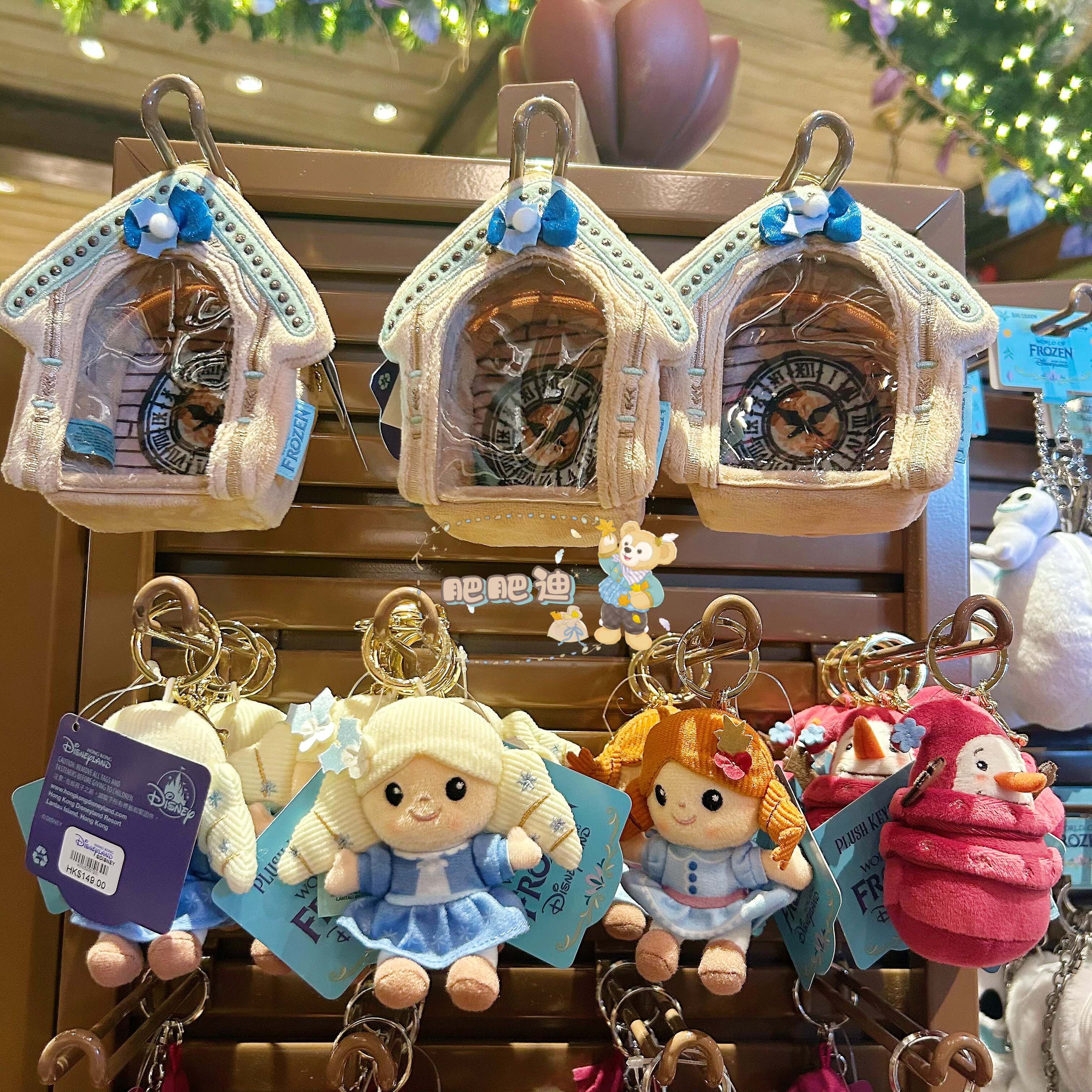 香港迪士尼冰雪奇缘冬日爱莎安娜迷你挂件毛绒公仔雪宝花环装饰