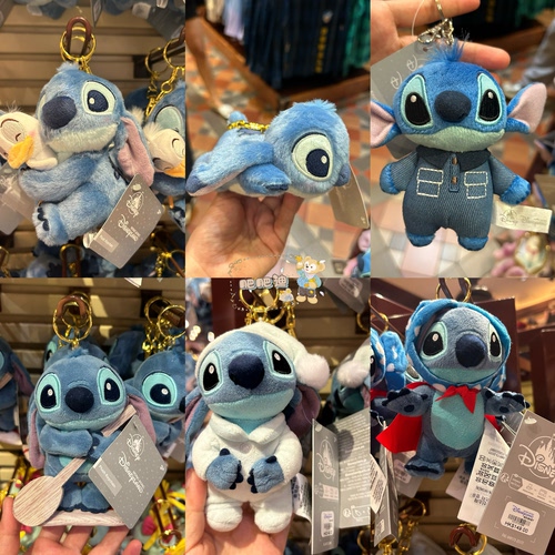 香港迪士尼史迪仔抱鸭系列睡衣牛仔限定挂件公仔钥匙扣