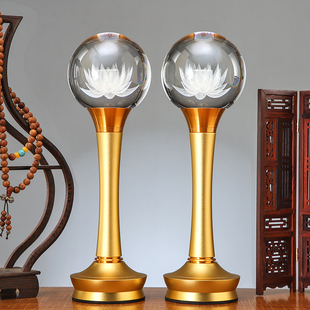 水晶莲花灯佛前的用品充电长明灯家用供佛灯店铺招财灯LED财神灯