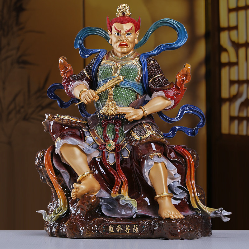 台湾监斋菩萨彩绘佛堂摆件纯铜