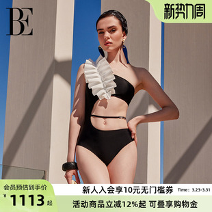 气质高级感 女士连体泳衣三角单肩时尚 BE范德安时尚 系列2024新品