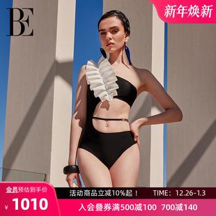 气质高级感 女士连体泳衣三角单肩时尚 BE范德安时尚 系列2024新品