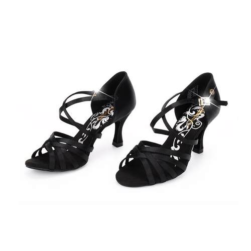 国标黑色牛仔伦巴比赛练习舞鞋