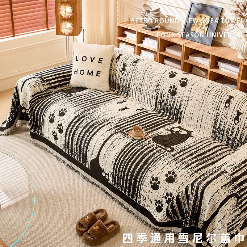 卡通雪尼尔加厚高档四季通用防猫抓沙发盖布沙发套沙发罩沙发巾,居家布艺,沙发套,淘宝优惠券,粉丝福利购,淘宝优惠卷