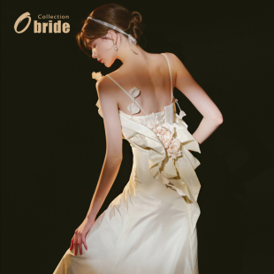 轻婚纱新娘轻奢小众高端小个子草坪户外婚纱定制 韩式 Obride 露娜