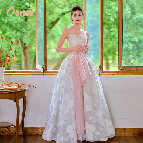 obride甜妹少女风蝴蝶结婚纱礼服