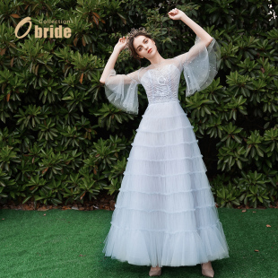 Obride 量身定制订婚敬酒晚礼服裙女成人礼轻奢宴会气质 天鹅湖