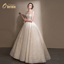 主纱大拖尾复古一字肩高级感 定制婚纱新娘2024新款 Obride 女爵