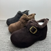 保暖女棉鞋 撤柜处理冬季 女内增高女鞋 加绒勃肯鞋 洋气雪地靴潮 新款