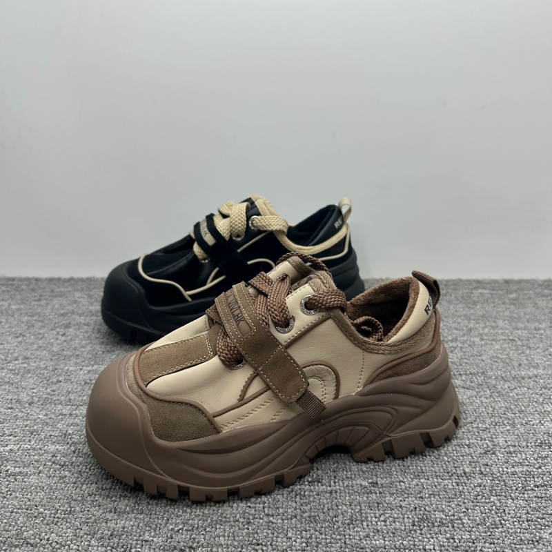 撤柜处理冬季新款真皮加绒女鞋时尚百搭厚底增高小个子老爹鞋棉鞋