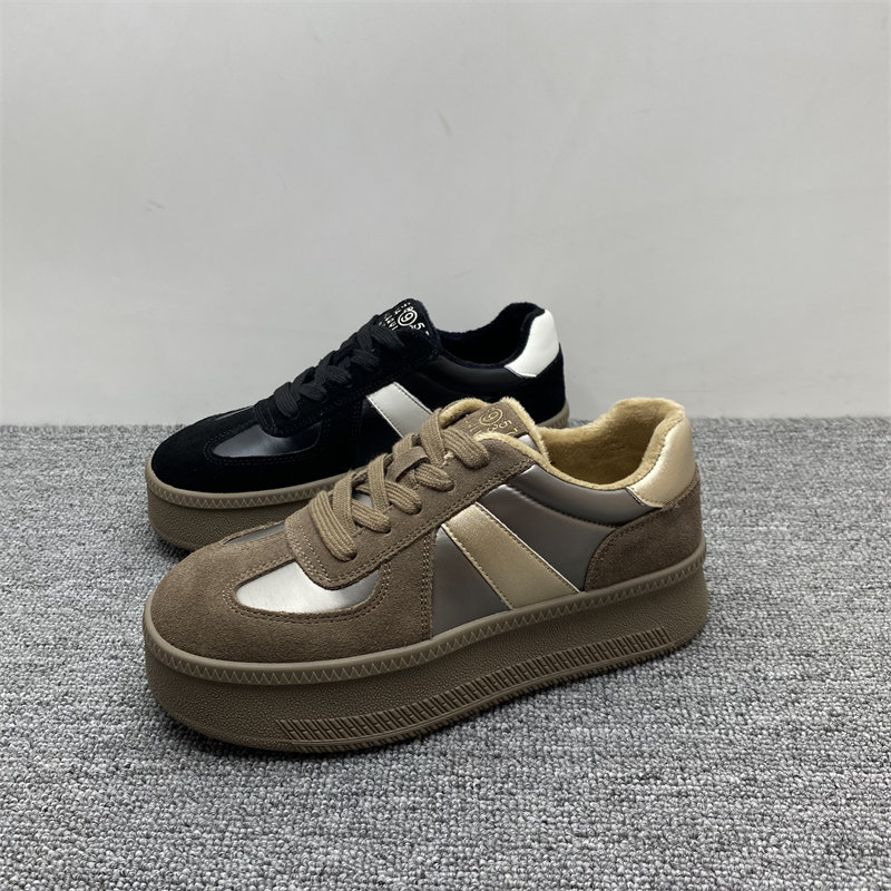 处理韩版复古德训鞋女2024冬季新款厚底真皮加绒女鞋百搭休闲板鞋,女鞋,德训鞋,淘宝优惠券,粉丝福利购,淘宝优惠卷