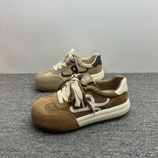 厚底百搭运动阿甘鞋 休闲显脚小女鞋 女新款 撤柜处理真皮复古德训鞋