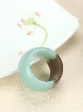 新疆和田玉且末糖扳指糖青玉文玩戒指复古宫廷大拇指指环玉石戒指