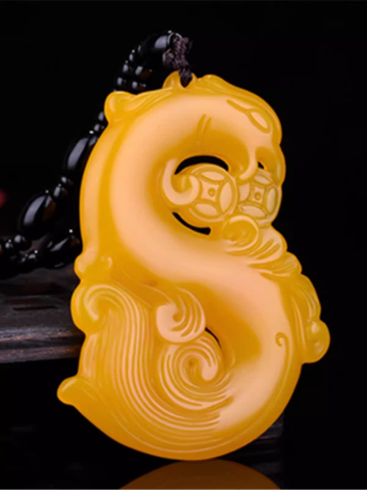 和田玉凤吊坠黄龙玉如意凤挂件玉凤凰玉坠黄玉仿古凤玉佩毛衣链