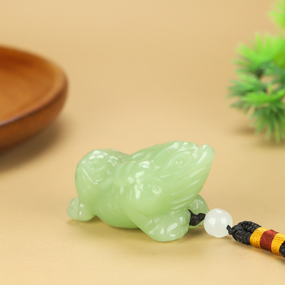 和田玉晴水金蟾手把件青白玉细腻青黄口三足金蝉把件玉原石手玩件