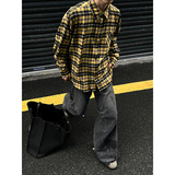 CR001`暗黑风全棉格子潮牌高街ins衬衫男女P38特价，男装衬衫，电商A066