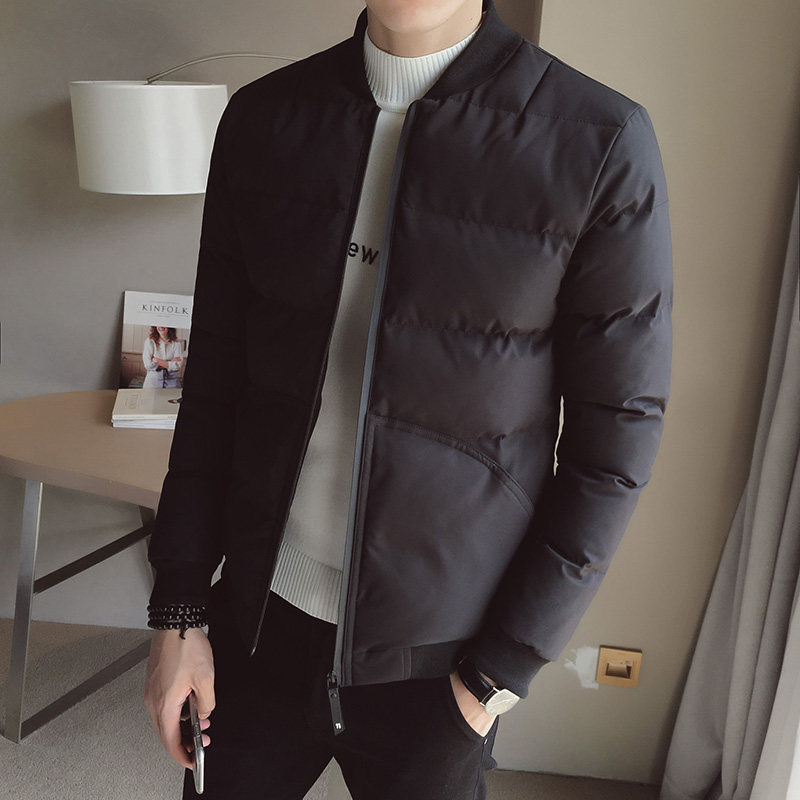 2317`羽绒棉衣棉服合身款外套男P105黑色,男装棉衣,电商A066