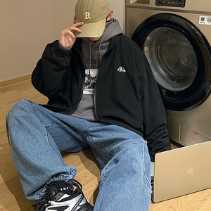 WS03ins寬松大碼港風情侶開衫衛(wèi)衣外套男P58 78咖啡色圖片